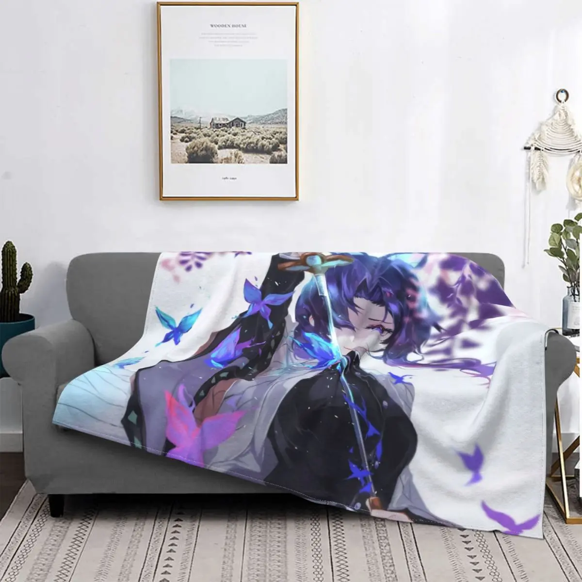 

Shinobu Kocho Demon Slayer Kimetsu Blankets Fleece Summer Anime Cute Breathable Warm Throw Blankets For Sofa Couch Bedspreads
