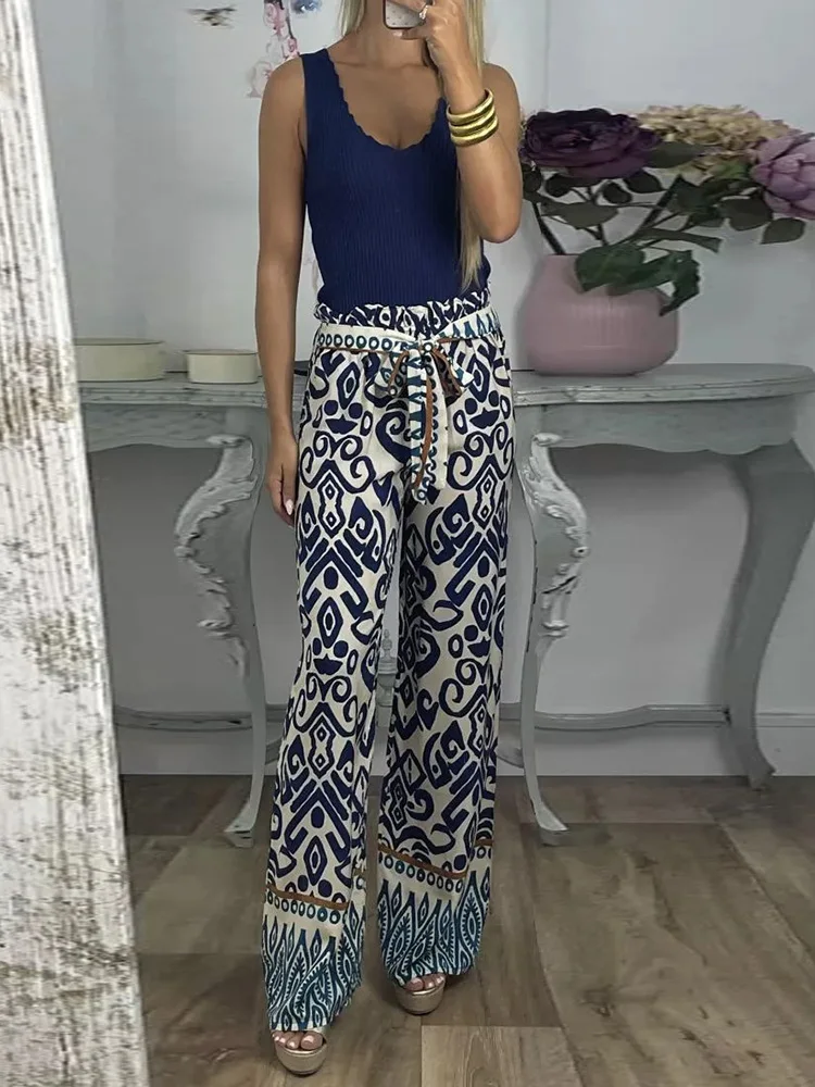 Женские осенние элегантные брюки 2023 Модные свободные прямые с эластичным поясом