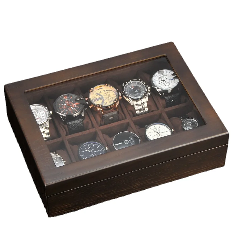 Luxury Brown Watch Box Storage Box Wooden Jewelry Box Men's Watches Bracelet Watch Box Display Cabinet Gift Ideas Free Shipping