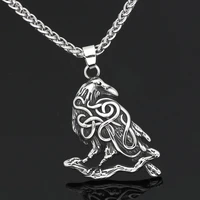 norse mythology odin raven necklace pendant men fashion vintage celtic knot stainless steel viking necklace jewelry wholesale