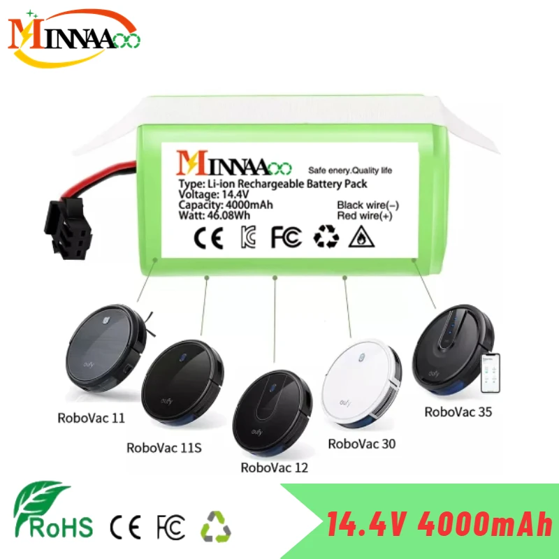 

14.4V 4.0Ah Li-ion battery for Cecotec Conga Excellence 950 990 1090 Ecovacs Deebot DN621 601/605 Eufy RoboVac 35C Panda i7 V710