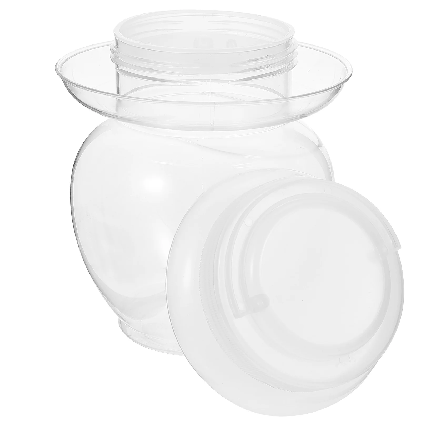 

Vegetable Crock Jar Glass Bottles Lids Pickle Container Clear Glass Bottles Caps Plastic Kimchi Jar Suite Brewing Jar