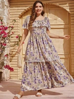 toleen women plus size large maxi dresses 2022 summer chic elegant long floral boho turkish evening party festival robe clothing