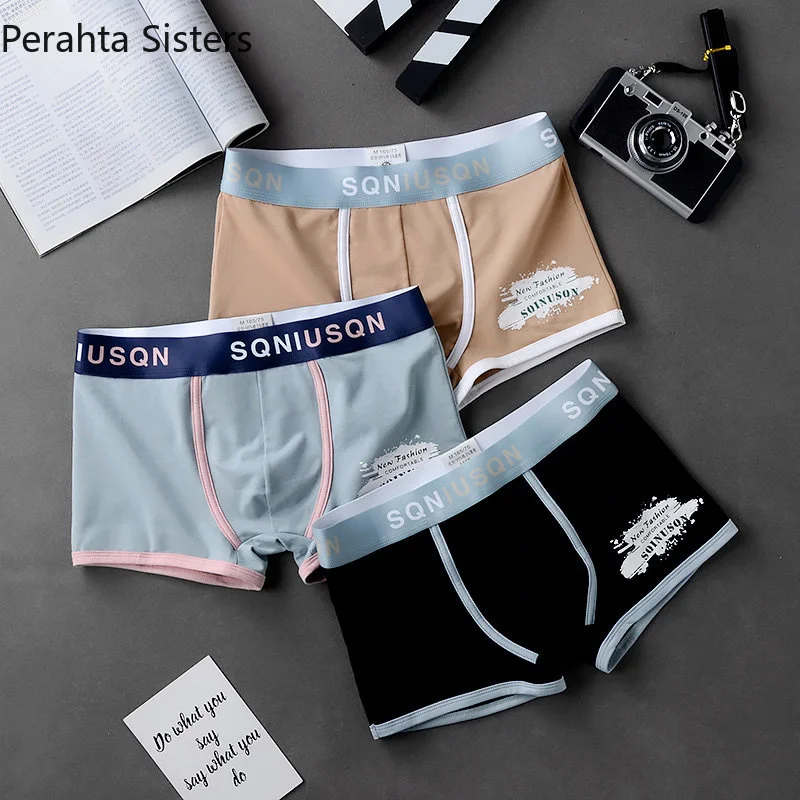 

Men's Panties Mens 3Pcs/Lot Underwear Boxer Shorts Cotton Thin Section Breathable Personality Underpants Simple Fashion