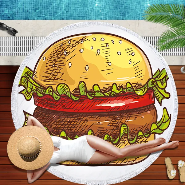 Плед для пляжа humгамбургер гобелен, домашнее настенное украшение, пляжное полотенце, пляпосылка упаковка, метательная кровать