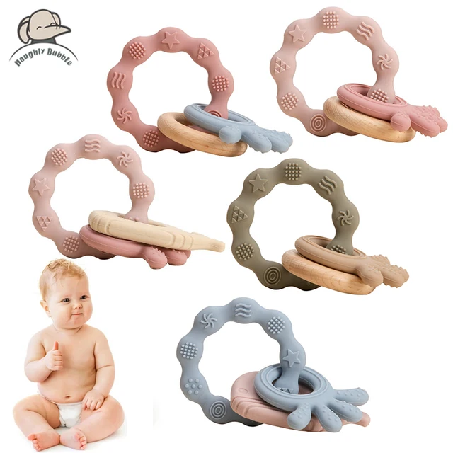1Pcs Baby Silicone Teether Ring BPA Free Rattles Bracelet Food Grade Newborn Baby Accessories Cartoon Silicone Teething Toys 1