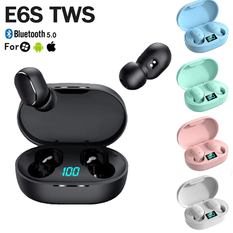 

New E6S 9D Stero Wireless Headset IPX4 Waterproof 5.0 Bluetooth Earphone Earplugs No Delay Auricular TWS Mic with Charging Case