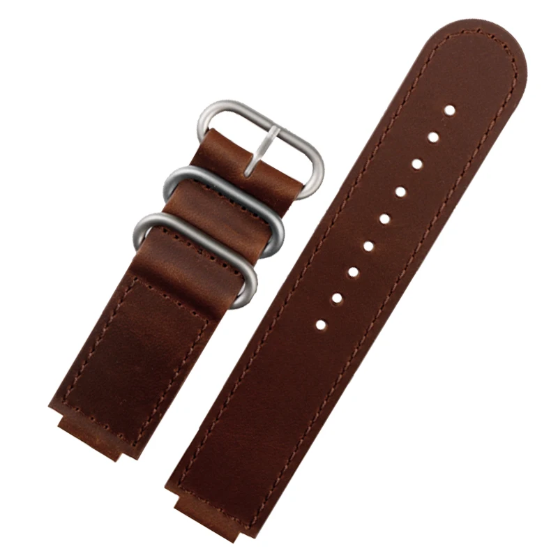 Фото Ремешок из натуральной кожи TIMEX Tide Navigator T2N721/720, матовый, с выступающим краем, мужской браслет 24*16 мм №5