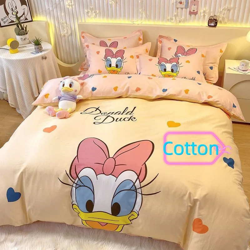 

Disney Daisy Lotso Stella Lou Minnie Mickey Anime Cute Cartoon Cotton Bedding Four-Piece Set Skin-Friendly Bed Sheet Quilt Cover