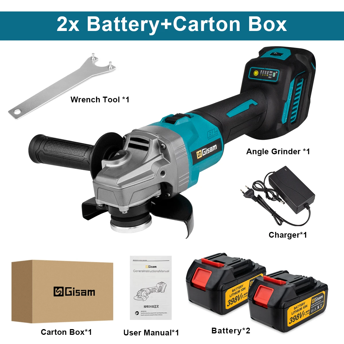 

Угловая шлифовальная машина Gisam 125 мм 7 передач для Makita 18 В