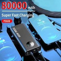 super fast charging power bank 80000mah portable charger 5usb digital display external battery with flashlight for iphone xiaomi