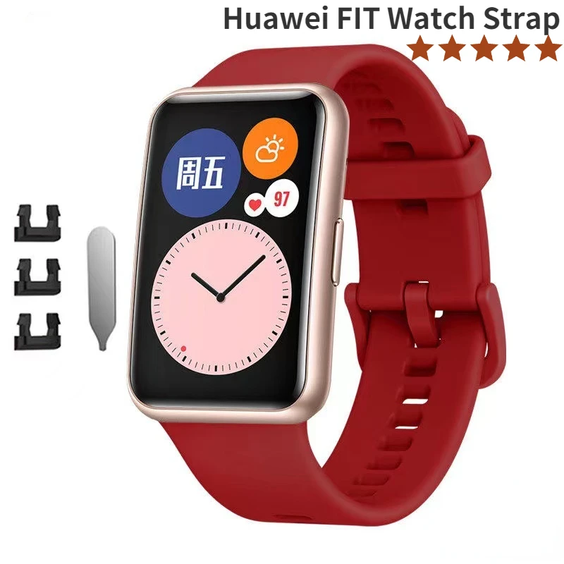 

Silicone Watch Strap For Huawei Watch Fit Original Smart Watch Tonal Buckle Bracelet Wristband For Huawei Fit Watch Strap correa