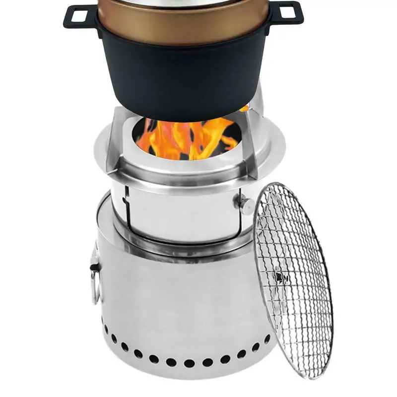 Camping Burning Stove Multi-Function Rocket Stoves Portable Small Burning Stoves Fire For Picnic BBQ Camp Hiking With Storage