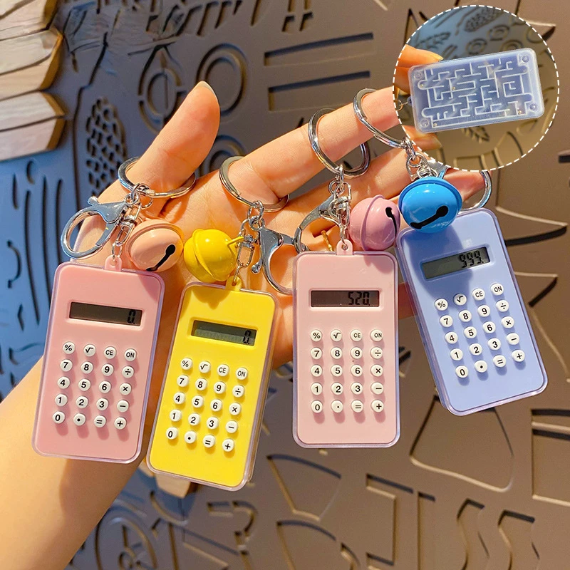 

New Creative Cartoon Bell Calculator Keychain Mobile Phone Car Key Chain Ring Pendant Lanyard Gift Souvenir Jewelry Wholesale