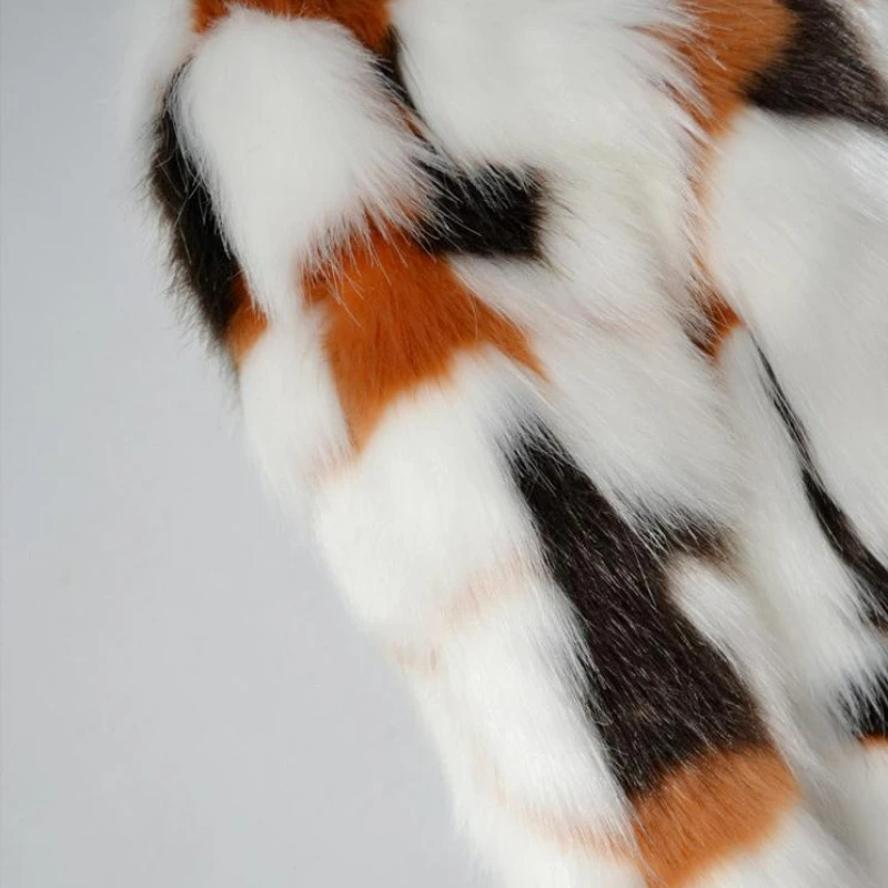 Female Oversized Fake Fur Jackets Short Secion Mixed Color Faux Fur Coats Chaquetas De Cuero Mujer Women'S Sexy Colothes