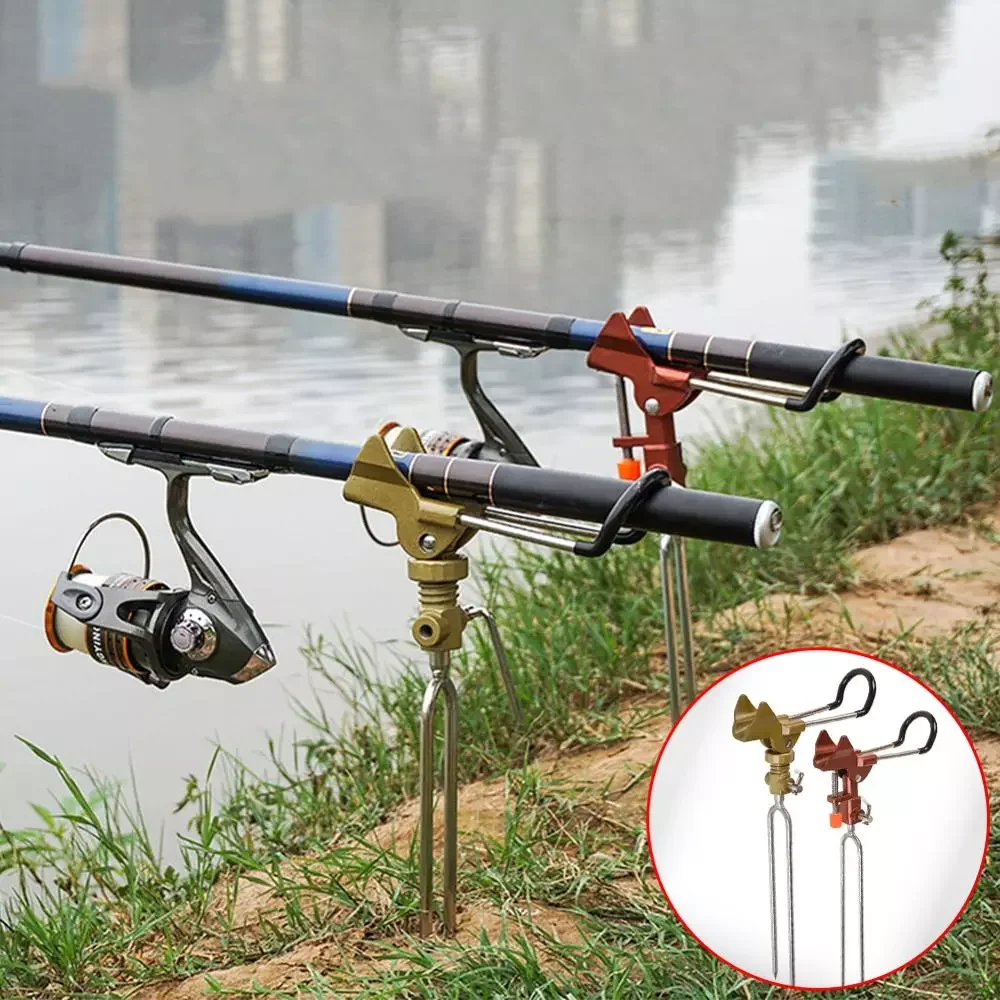 Rod Holder Stainless Steel Fishing Rod Tackle Metal Holder Adjustable Handle Support Stand Fishing Rod Accessories