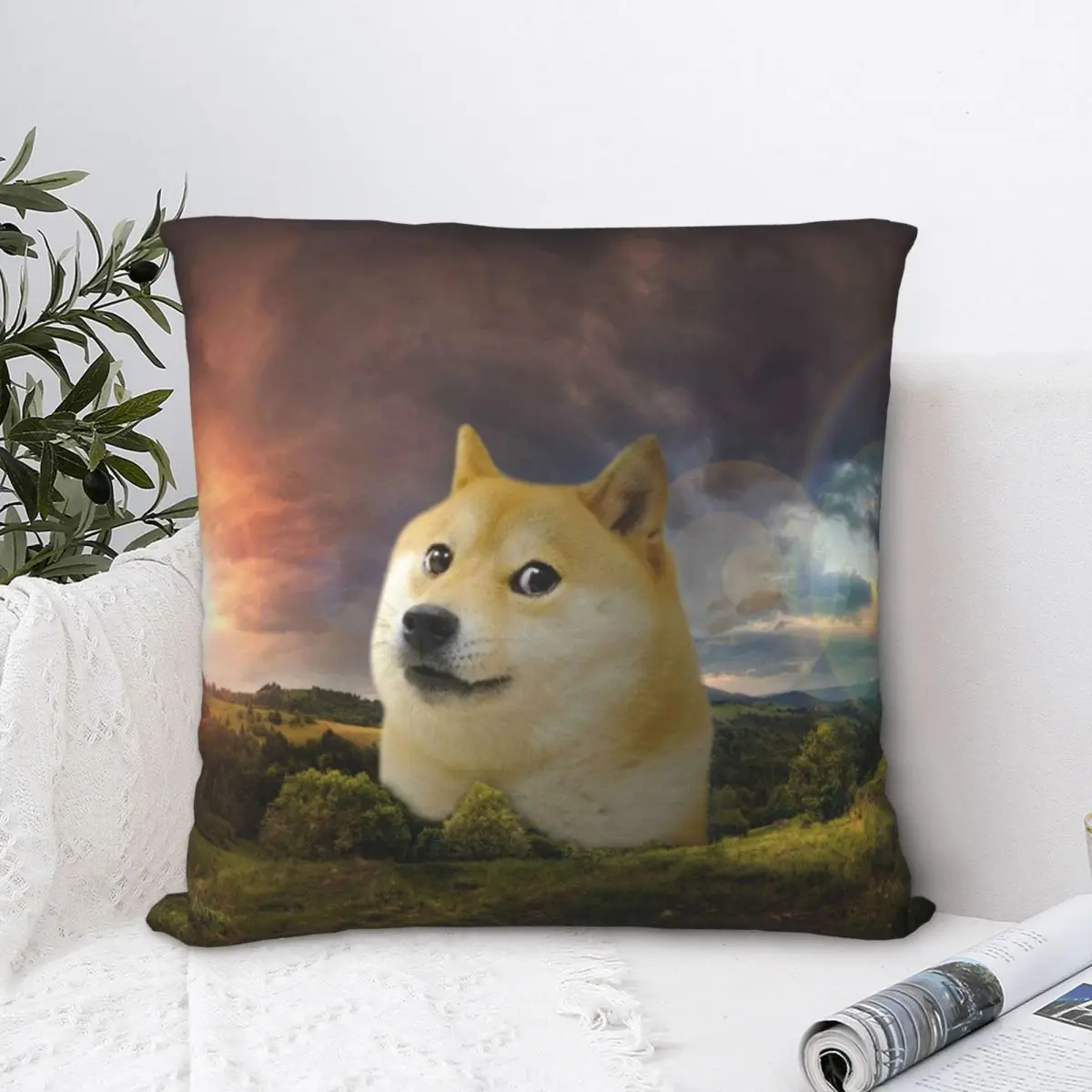 

Tree Throw Pillow Case Dogecoin Interesting Virtual Currency Cushion Home Sofa Chair Print Decorative Hug Pillowcase
