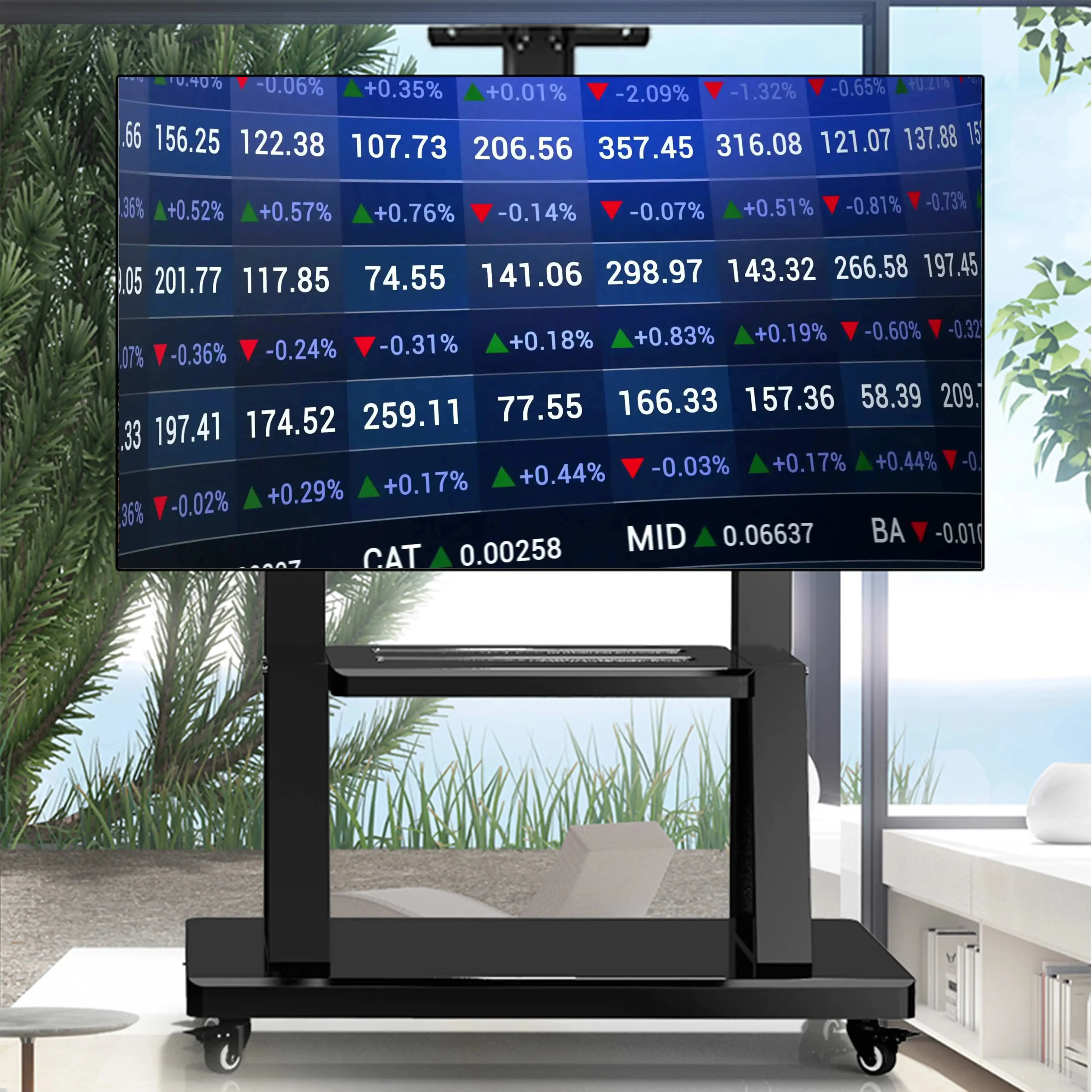 NBJOHSON 55-100 дюймов VESA 900*600 мм подвижные тележки с полкой AV