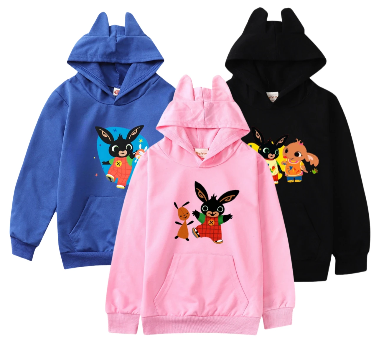 Bing Rabbit Children's Sportswear Cat Ears Top Girls Fashion Hooded Pullover Cartoon Print Sweatshirt Winter Warm