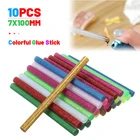7x100 мм 10 шт.компл. термоплавкие клеевые карандаши, клей в ассортименте, блестящие клеевые карандаши, профессиональные для электрического клеевого пистолета 7 мм, ремесло, ремонт