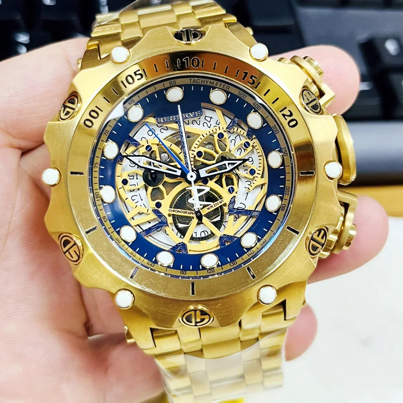 Непобежденные Мужские часы с Веном светящийся хронограф из нержавеющей стали