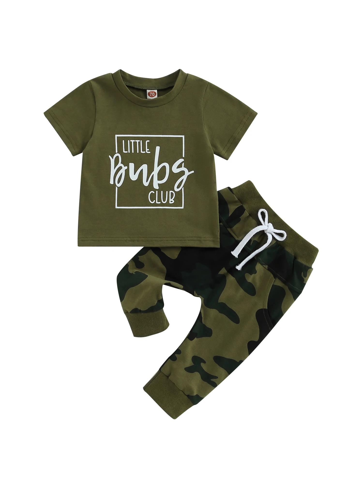 

Adorable Toddler Boys Summer Outfit Short Sleeve Letter Print Top and Camouflage Pants Set - 2PCS Set for Comfortable and