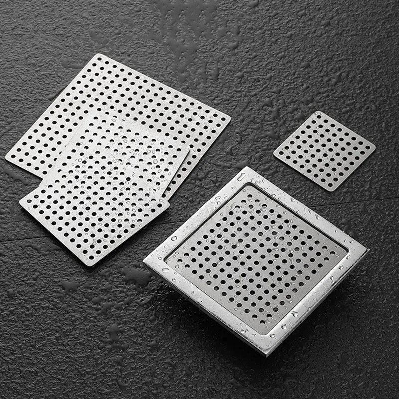 

Square Floor Drain Cover 304 Stainless Steel Hair Filter Catcher Stopper Net Anti Odor Balcony Lavatory Floor Drain Cover Slip