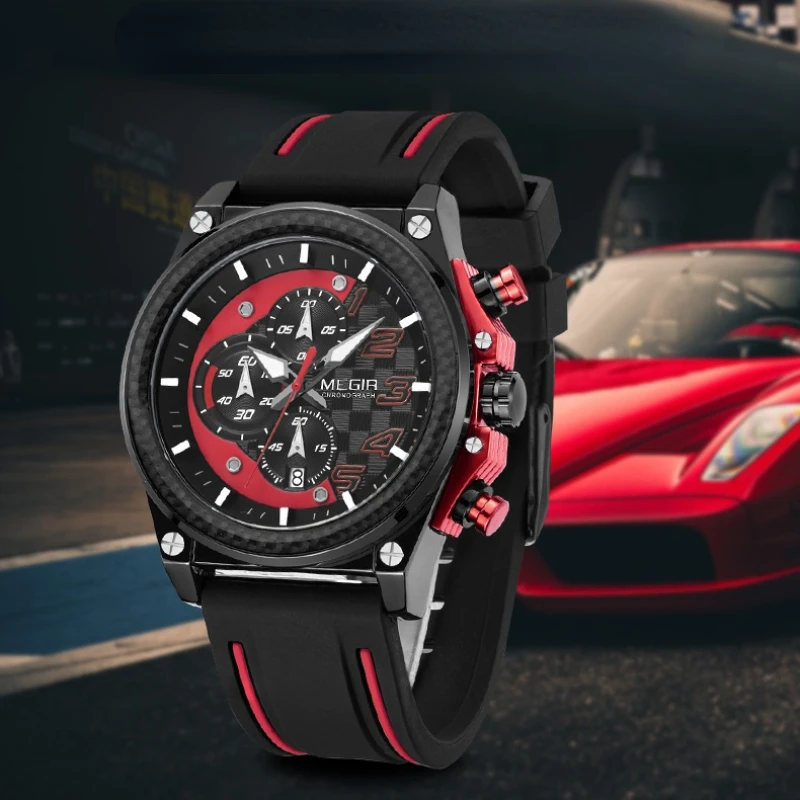 

Luxury Sports Racing Car F1 Formula Quartz Watches for Men Silicone Strap Watch Waterproof Casual Wristwatches Clock Custom Logo