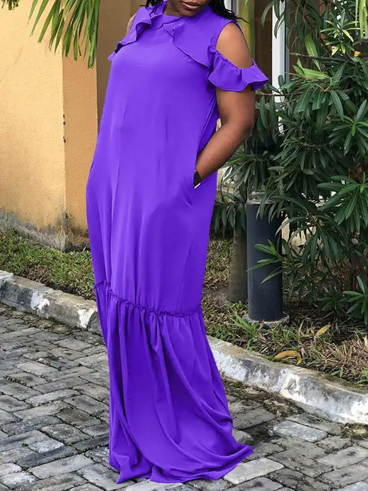 

VONDA Summer Dress 2022 Fashion Women Sexy Sleeveless Ruffled Maxi Dresses Sexy Sundress Pleated Long Robe Oversized Vestidos
