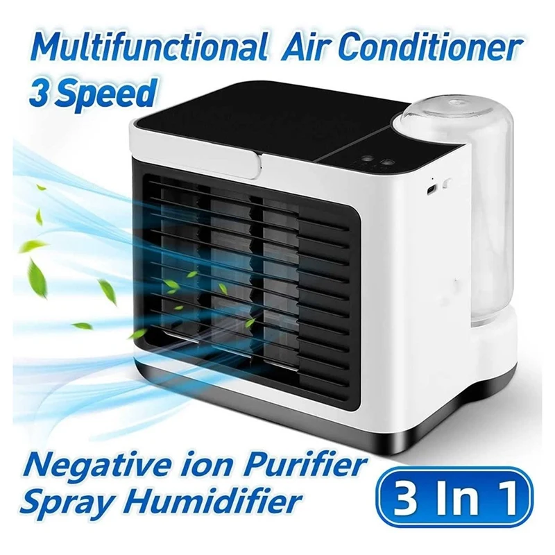 Portable Air Conditioning Fan 3 Speeds Mini Air Conditioner Purifier Humidifier Desktop USB Air Cooling Fan Air Cooler For Home