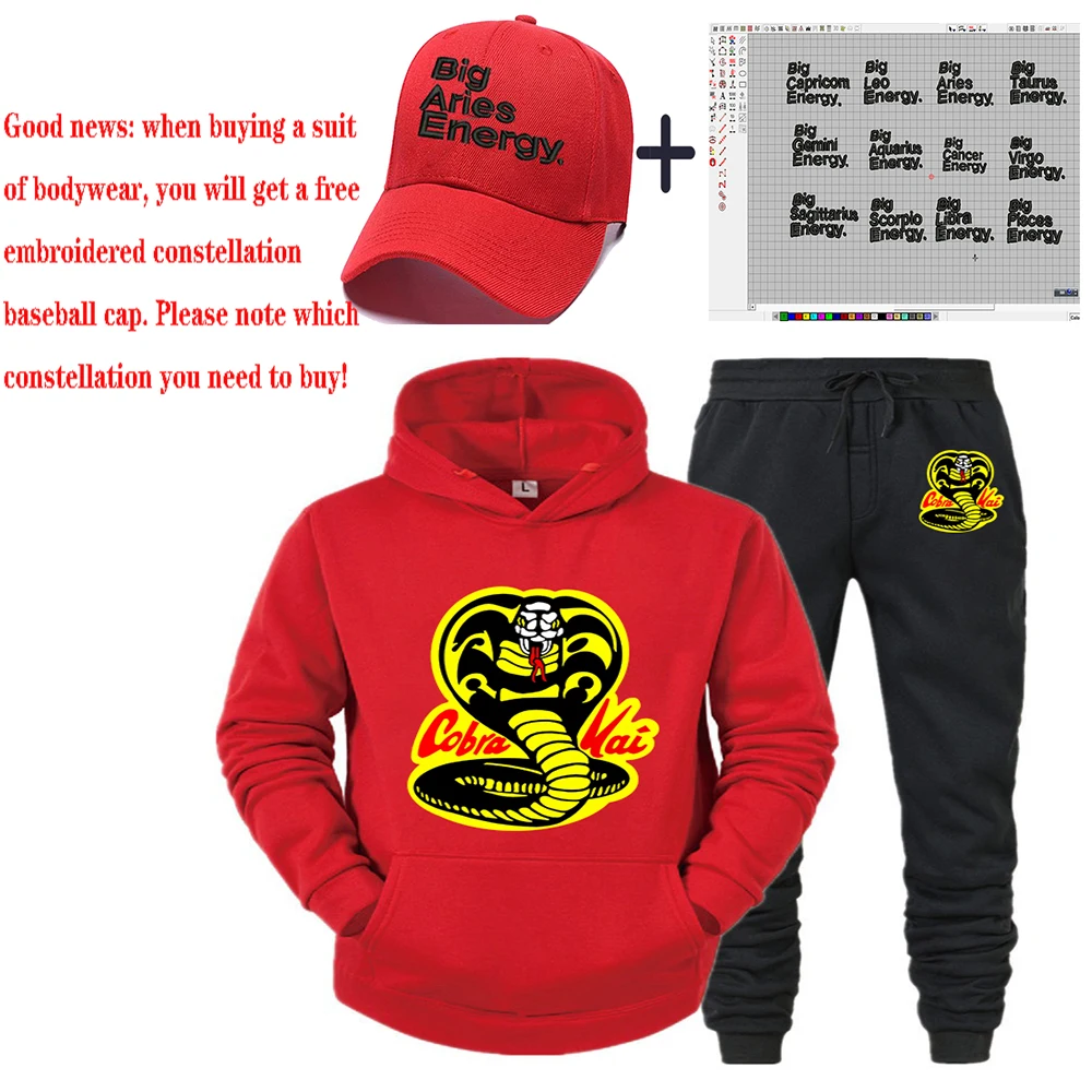 

3pcs Snake King Jogging Suit 100% Cotton Sweat Suit Thick Heavy Tracksuits Unisex Sweatpants And Hoodie Set Men