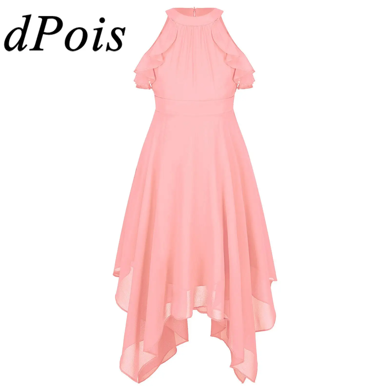 

Girls Chiffon Dress Kids Elegant Sleeveless Birthday Party Costumes for Evening Holy Communion Ballet Lyrical Ballroom Dancing
