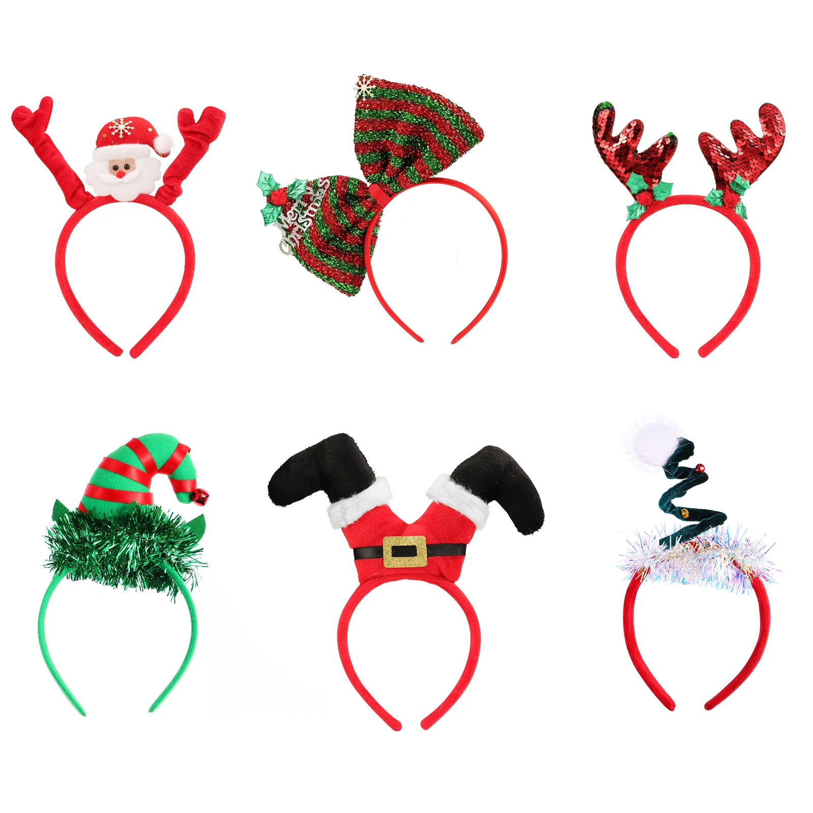 

6 шт. рождественские повязки на голову Frcolor, необычные рождественские головные уборы, обручи для волос, аксессуары для волос, Детские и взрослые рождественские подарки