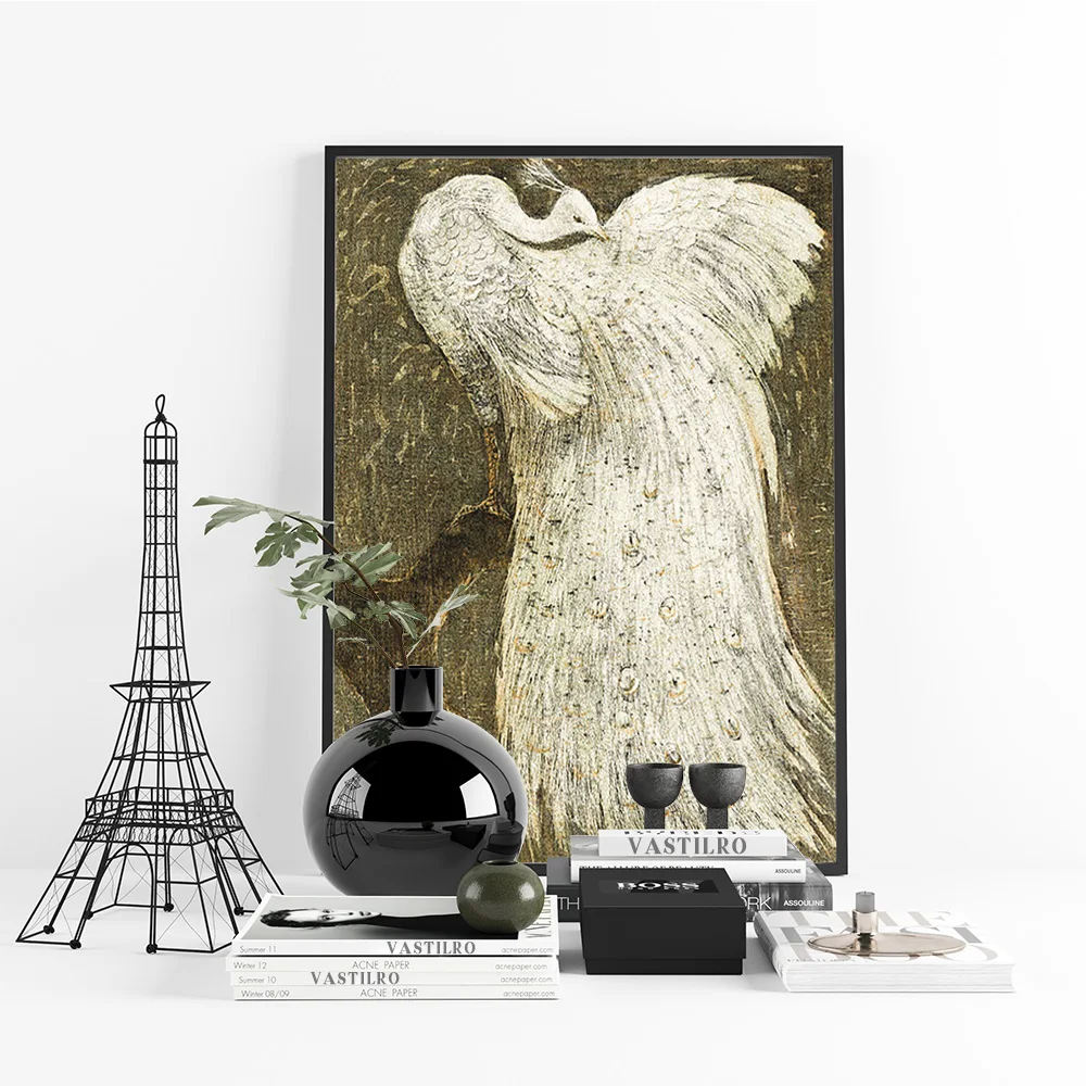 Винтажный постер &quotБелый альбинос павлин&quot Bao Pavilion