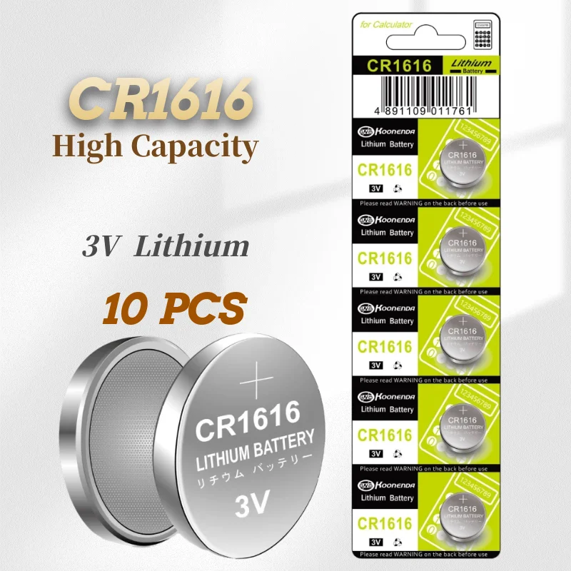 10PCS CR1616 3V Lithium Batteries Environmental Protection Button Battery for Car Alarm Remote Key