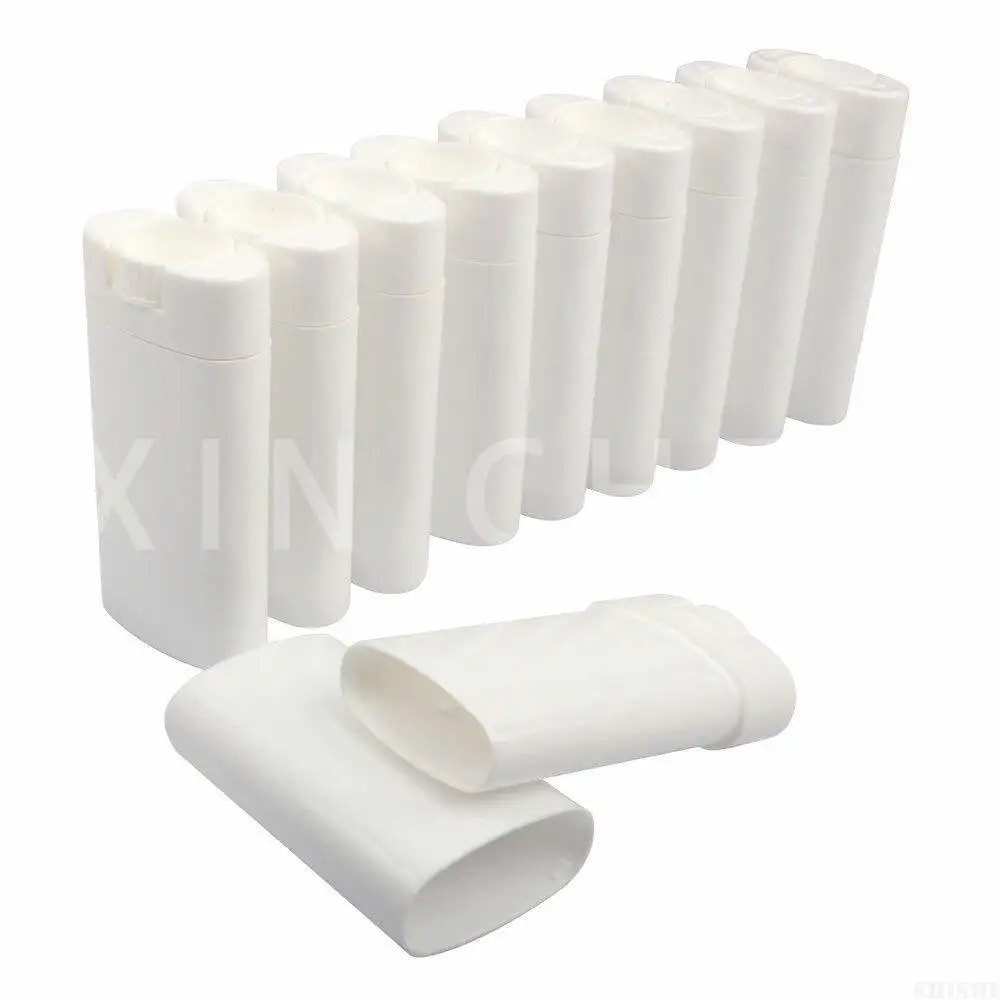 Empty Oval Deodorant Lip Lipstick Balm Tubes Containers Plastic 15ML Transparent (15ml, White) Cosmetic Tube Make Up Containers