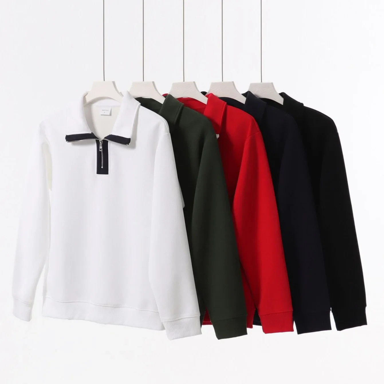 Модная брендовая хлопковая толстовка-поло в американском стиле с полумолнией и