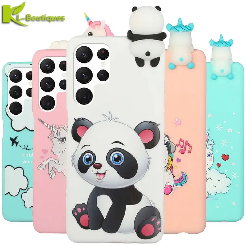 

Soft Case For Samsung Galaxy S22 Ultra Case 3D Unicorn Panda Phone Cases on for Samsung S 22 S21 S20 Plus S22Ultra S20 FE Cover