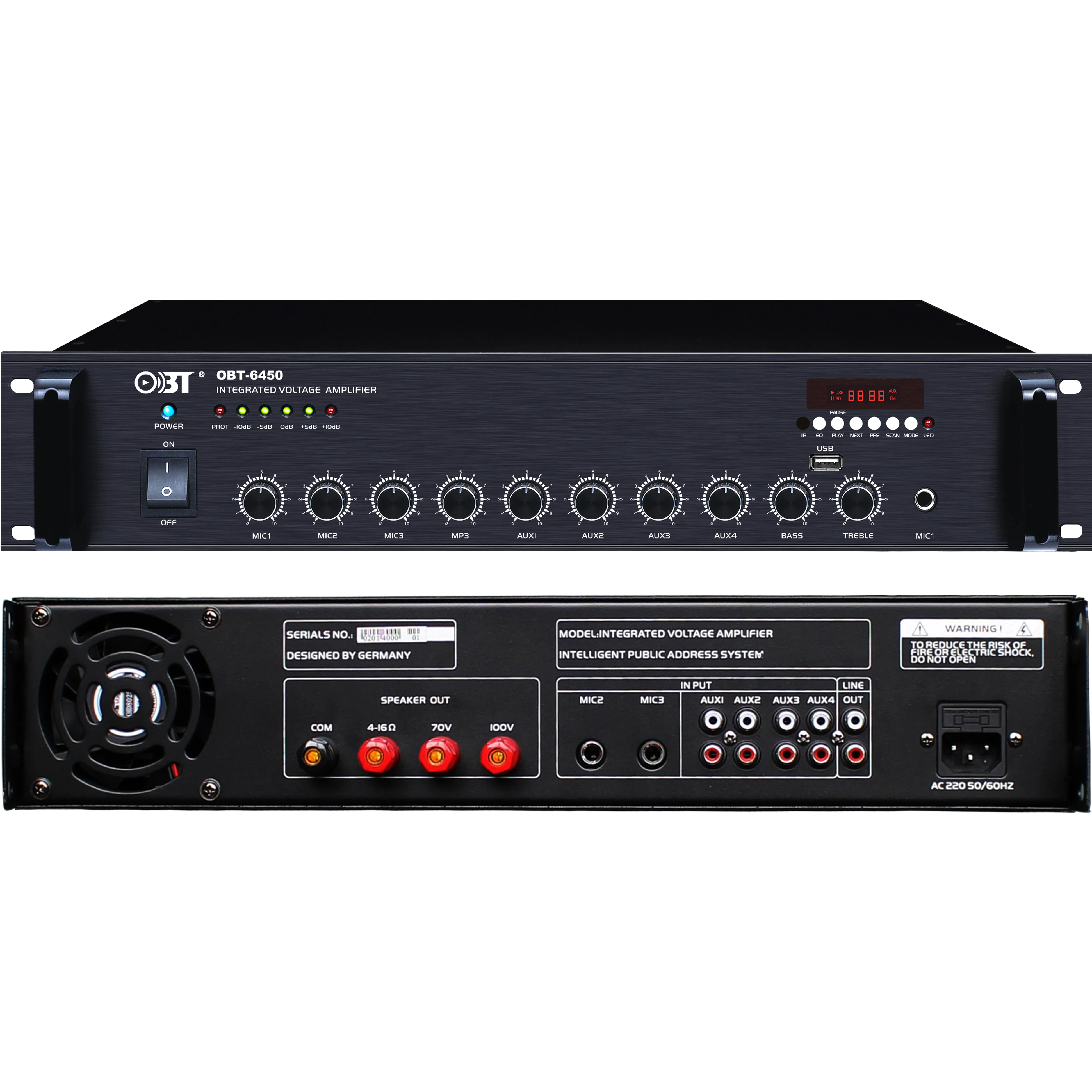 Фото Obt-6450 450 Вт 1,5u Стандартный 19-дюймовый Dj-усилитель Цена Usb Аудио Усилитель мощности №1