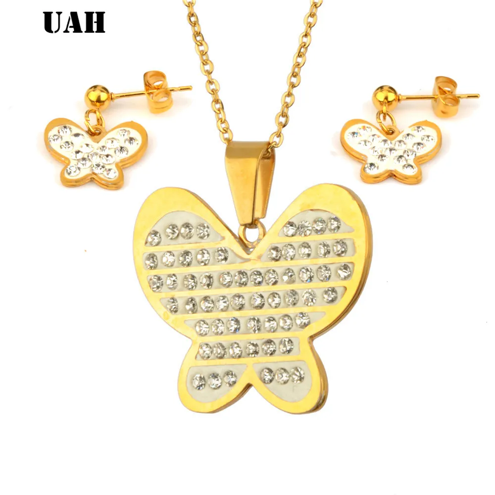 Женский ювелирный комплект из колье и серёг нержавеющей стали