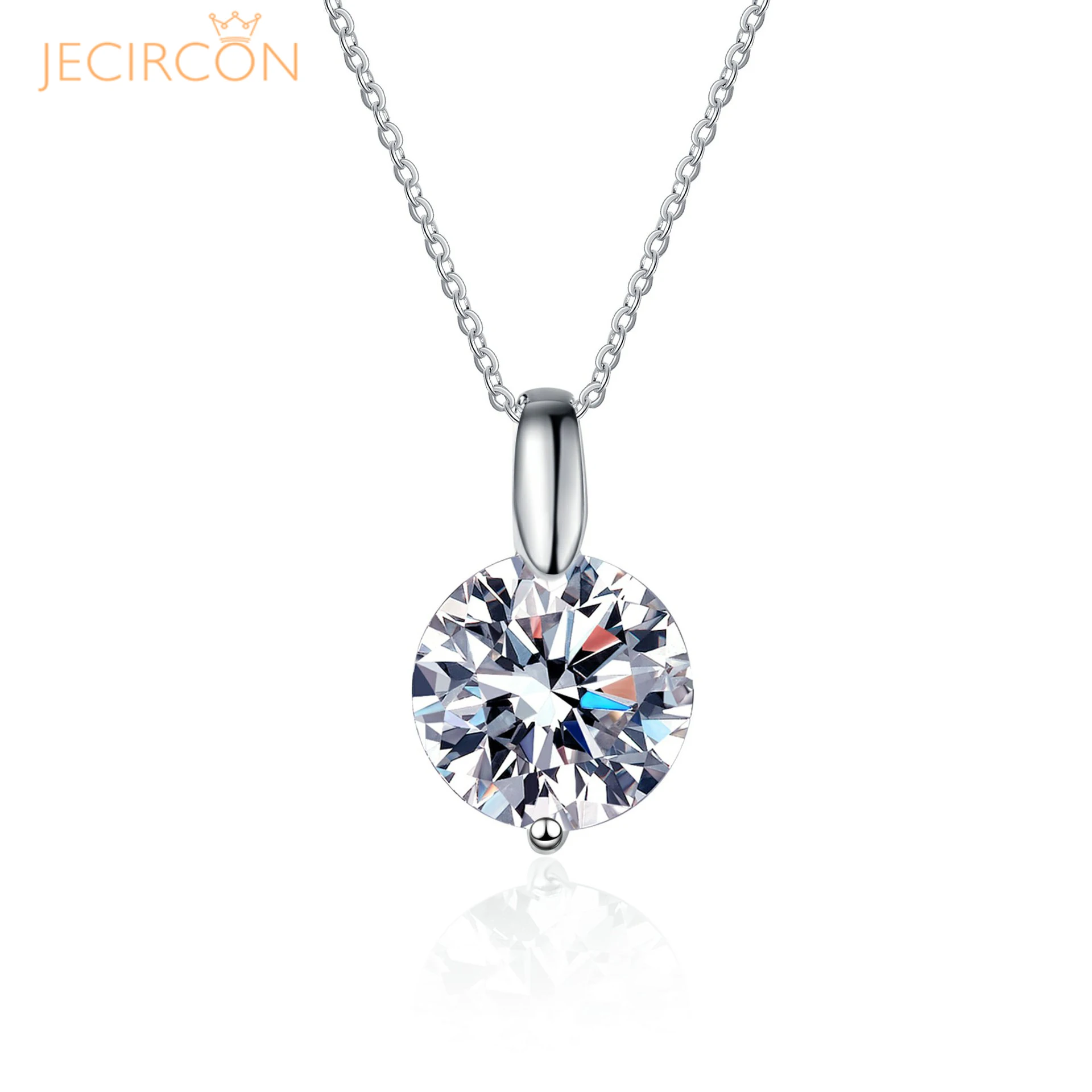 

JECIRCON 1/2/3ct Moissanite Necklace for Women Simple All-match Round Pendant 925 Silver Platinum Quality Jewelry Birthday Gift