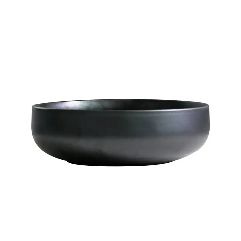 

Extra Large, Stylish Black Stoneware Bowl -Perfect for Display on Home Decor, Coffee Table, Kitchen Decor - 10.2 Inch Decorative
