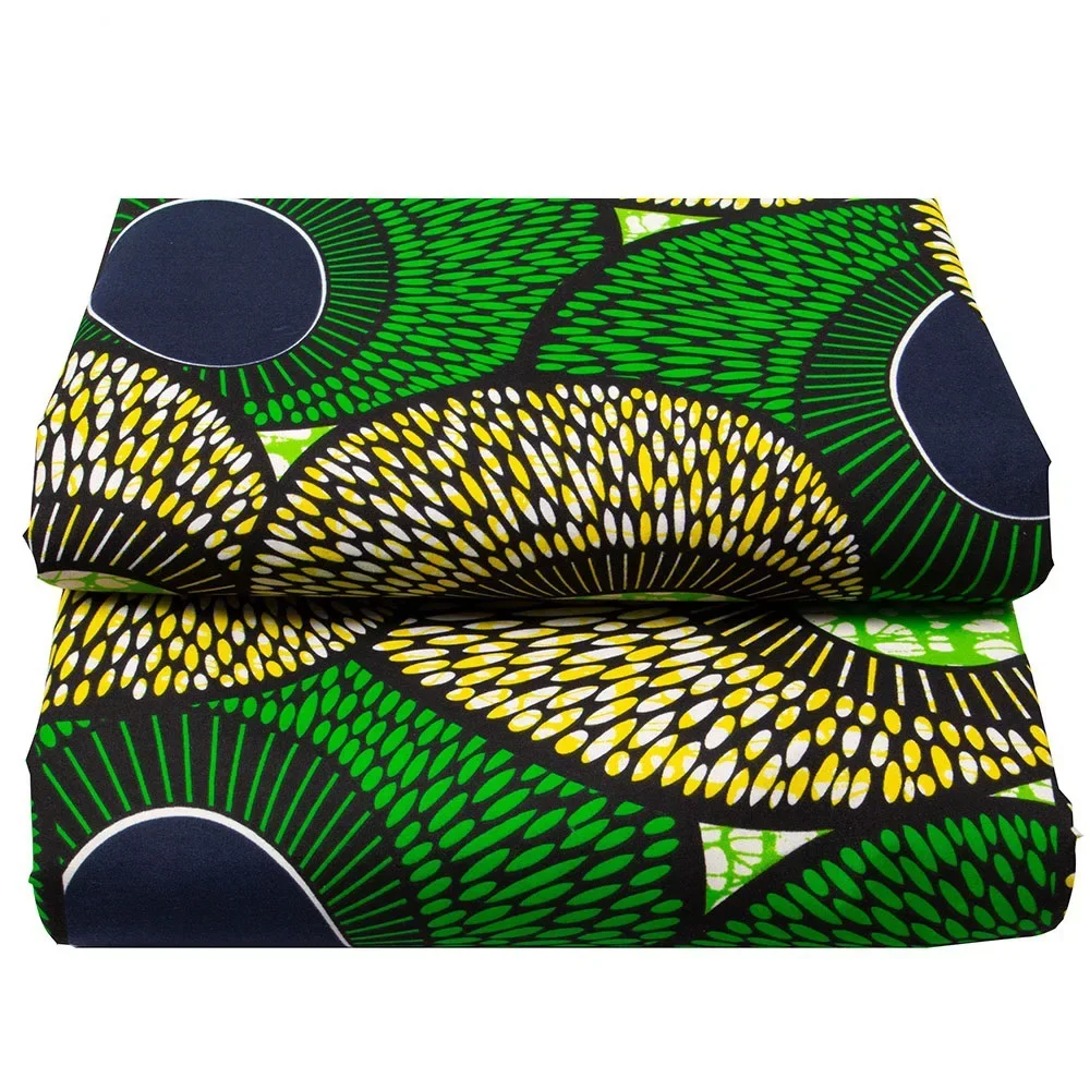 Африканская зеленая ткань с геометрическим принтом из Анкары воском для платья