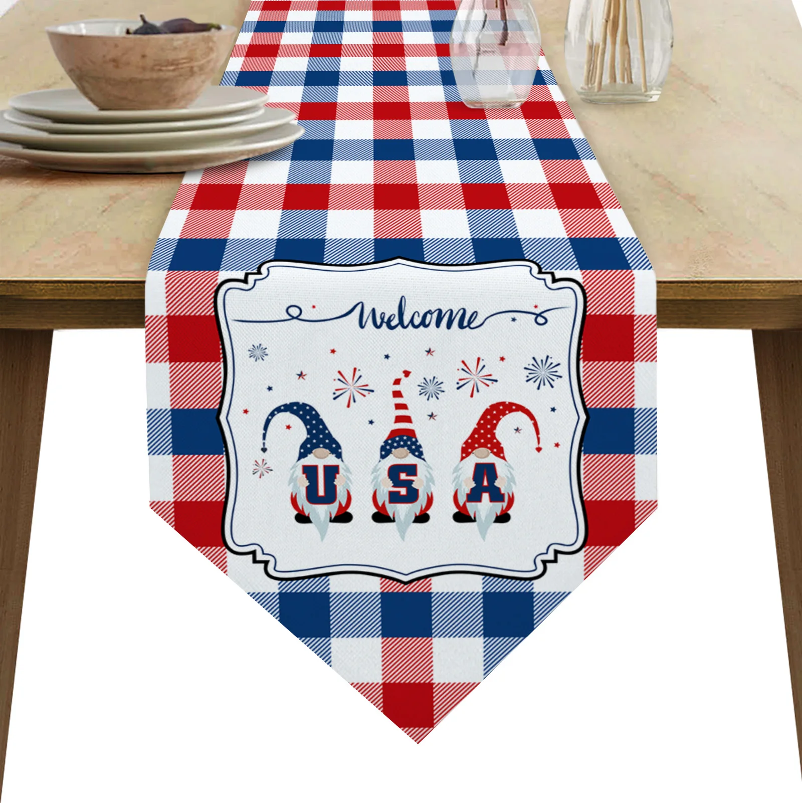

Настольная дорожка Гном на День Независимости, свадебное украшение, домашний декор, кухонная настольная дорожка, подстилки