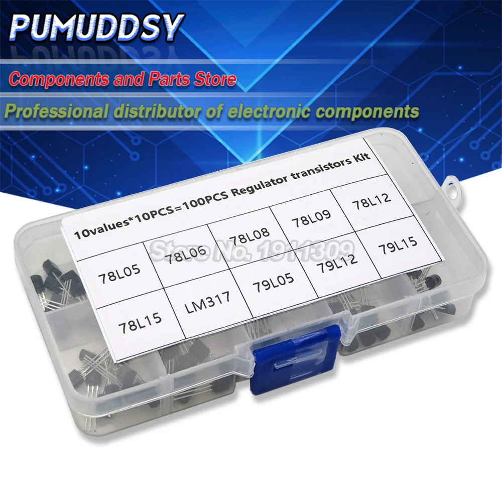 

100pcs/box TO-92 Voltage regulator transistors assortment Kit 78L05 78L06 78L08 78L09 78L12 78L15 79L05 79L12 79L15 LM317 ibuw