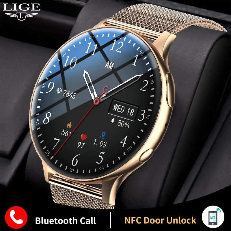 

LIGE 2022 New Smartwatch IP68 Waterproof Sports Fitness Tracker Wristband Alarm Clock Bluetooth Call Voice Assistant Smart Watch