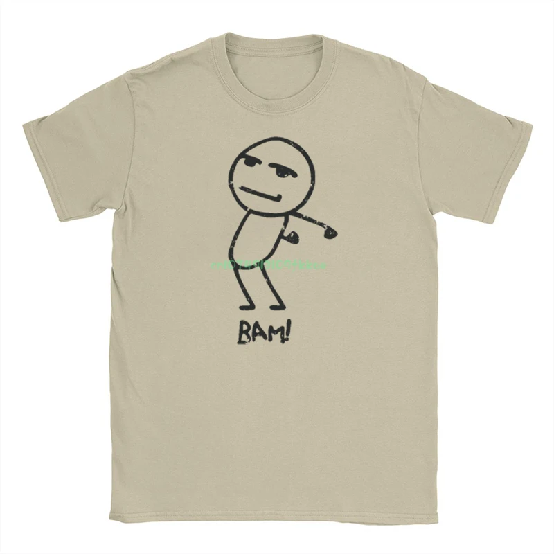 

Funny Cotton T-shirt Bam Cartoon Novelty Graphic Tees Unisex Men Women Aesthetic Tops Summer Matchstick Man Luxury Beige Shirt