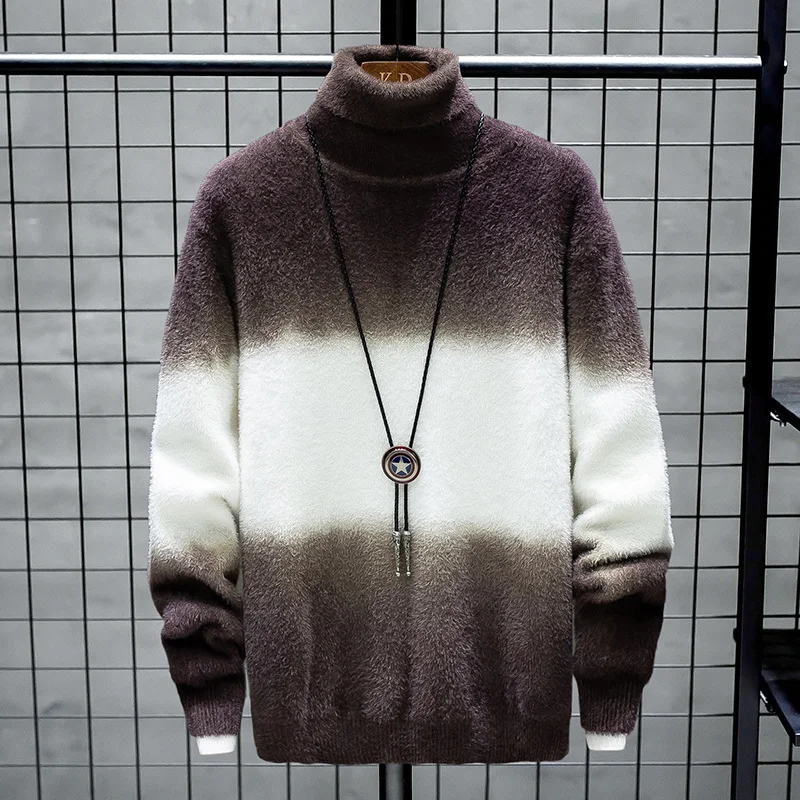 Свитер мужской зимний с высоким воротом плотный теплый брендовый водолазка