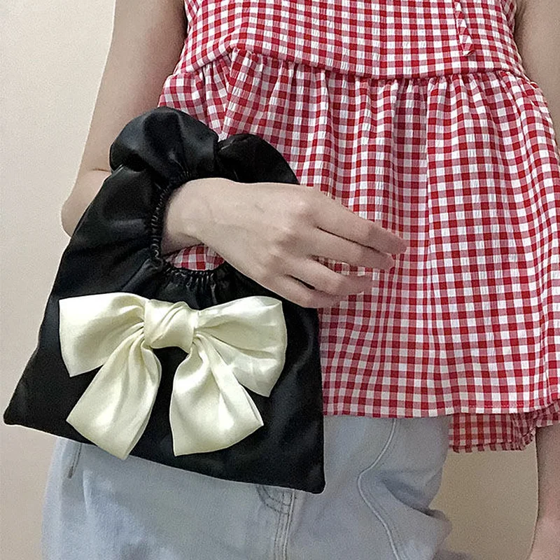 

Маленькие сумочки для женщин, кавайные сумки с бантом и верхней ручкой, женские трапециевидные сумочки для сотового телефона, Женский кошел...