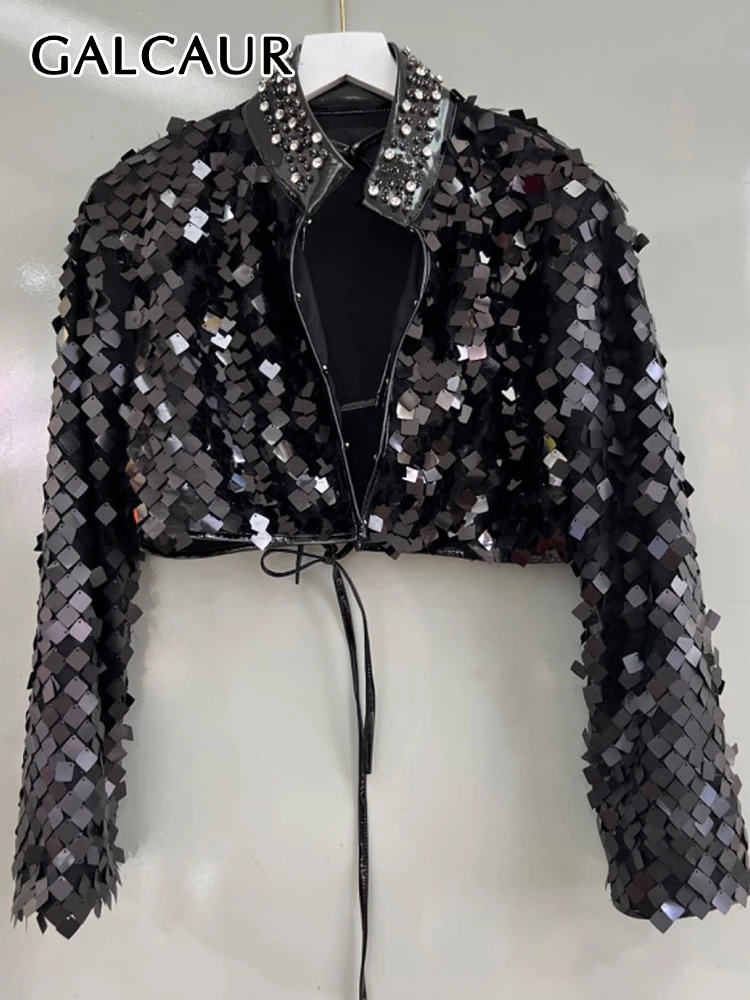 

Куртка женская Свободная с блестками, воротником-стойкой и длинным рукавом